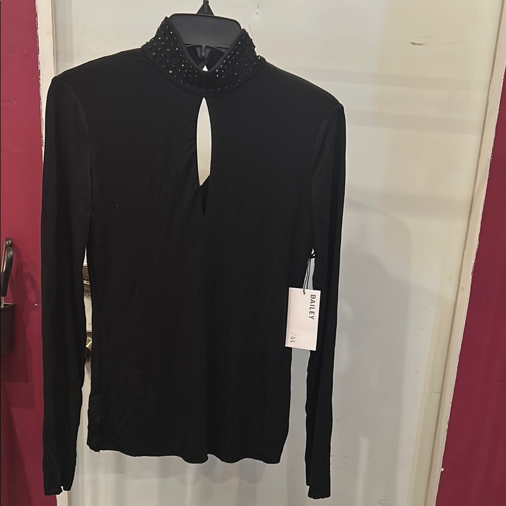 *Bailey Elegant Black Beaded Top